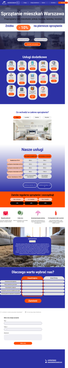 Strona internetowa dla firmy sprzątającej “Clean Dolphin”
