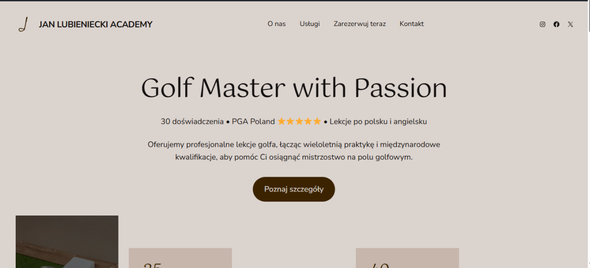 strona internetowa trenera golfa