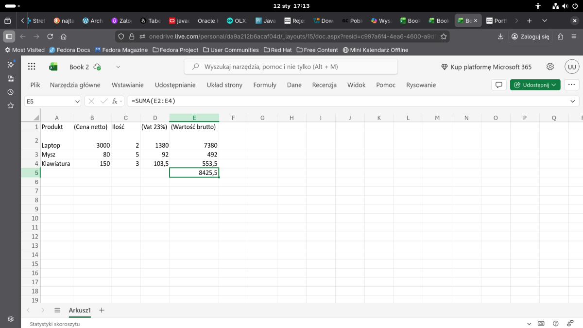 Korekta błędnych formuł, uproszczenie arkuszy, zwiększenie czytelności i funkcjonalności.