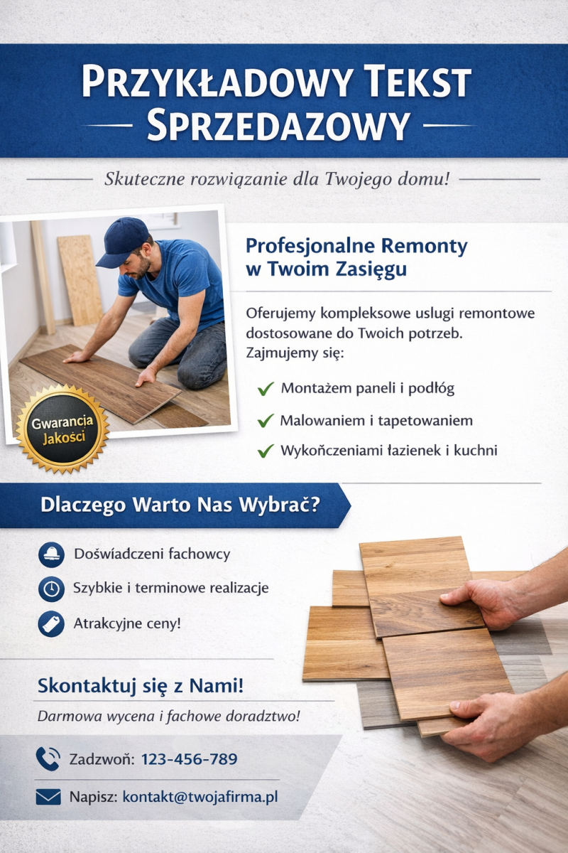Tekst sprzedażowy - przykładowa realizacja ( branża remontowa )