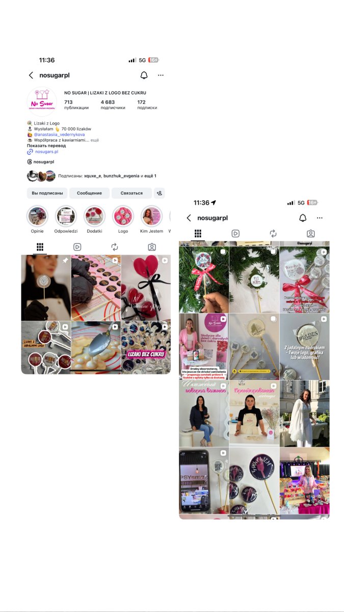 Instagram Lizaki z jadalnym logo