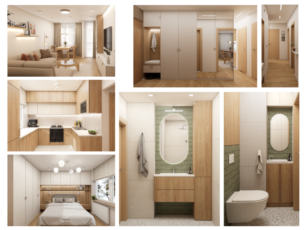 Projekt wnętrz mieszkalnych w bloku z wielkiej płyty