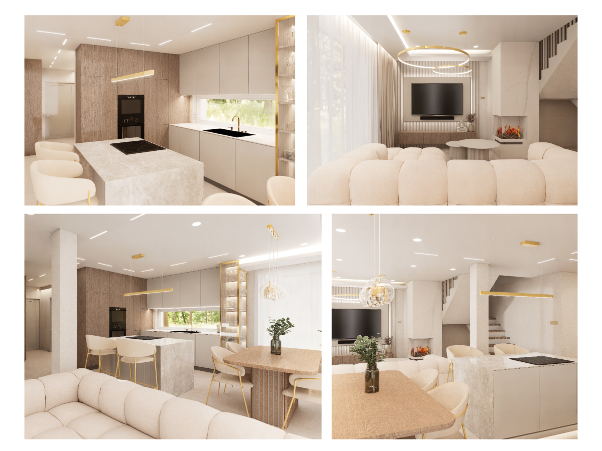 Projekt strefy dziennej z kuchnią 