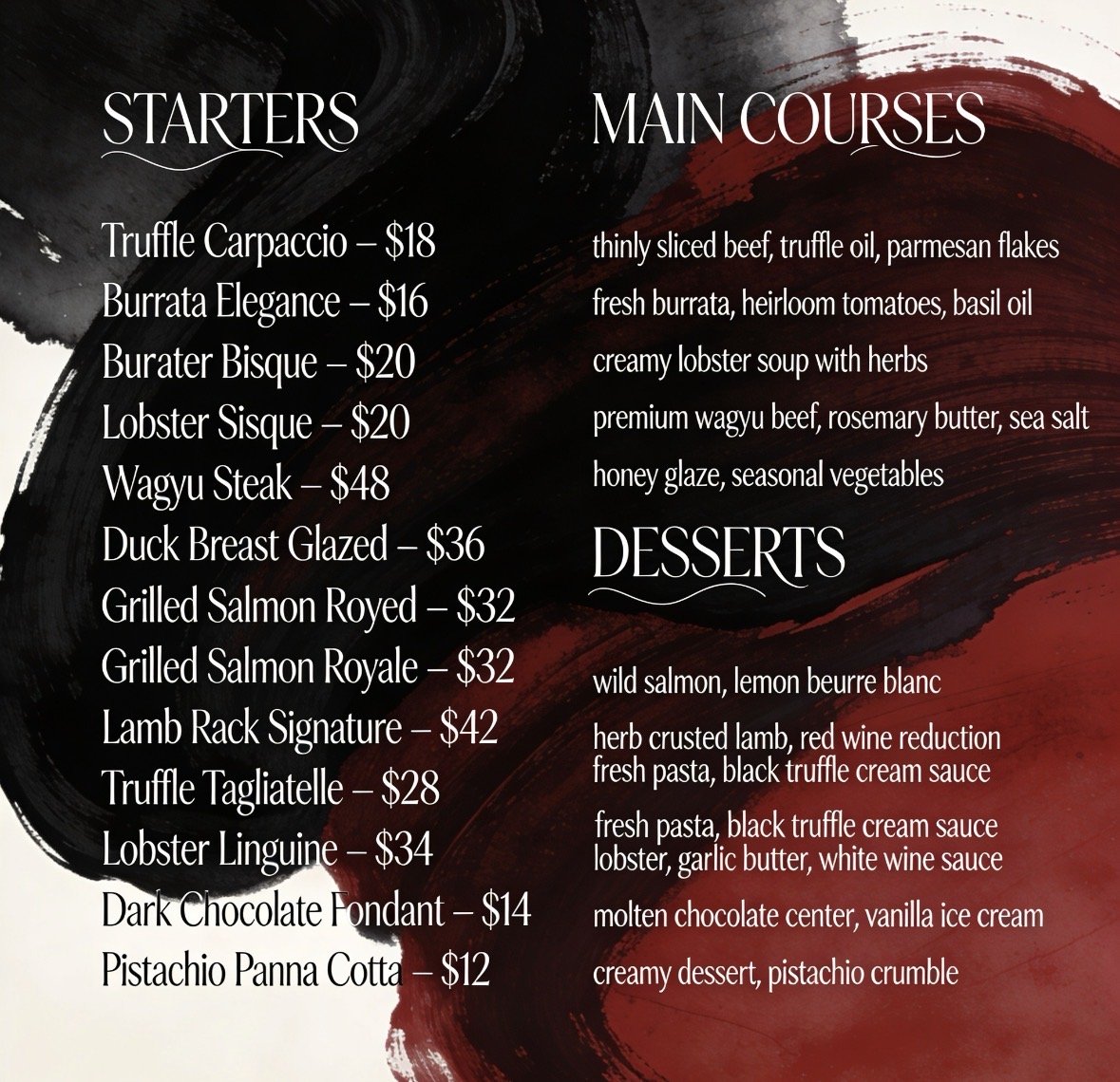 menu design