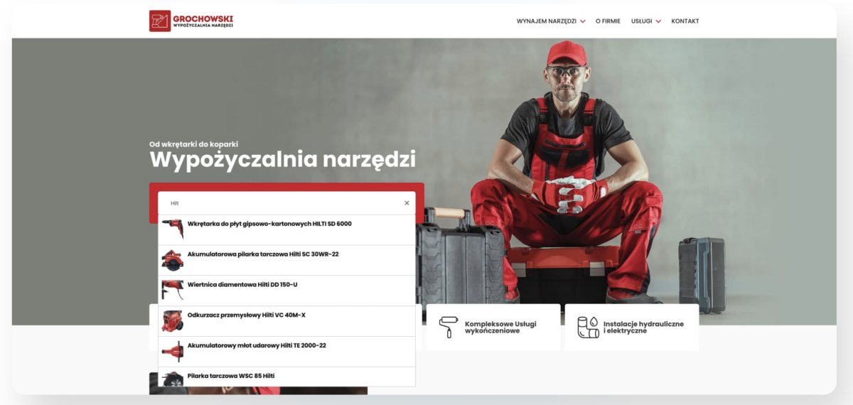Strona z branży techniczno-budowlanej